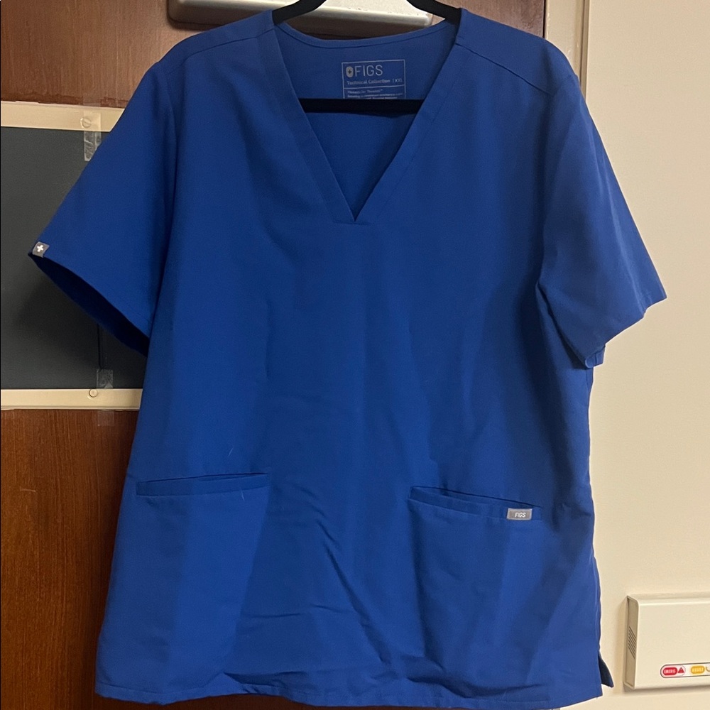 Figs Royal Blue V-Neck Scrub Top